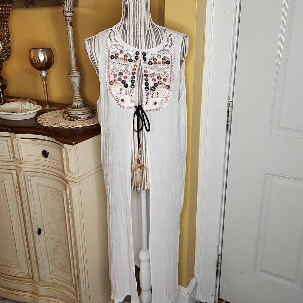 Mad Style boho chic white duster women's M/L